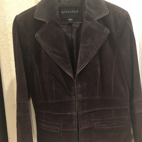 Bernardo Brown Suede ZipFront Blazer - Picture 3 of 8